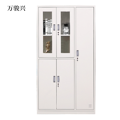 万骏兴钢制五门玻璃更衣柜员工柜铁皮职工储物柜带锁文件柜鞋柜资料柜子