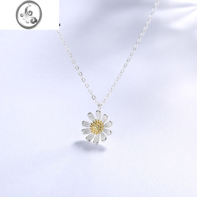 JiMiS925小雏菊花银银项链女锁骨吊坠韩版ins简约银饰品日韩潮送女友