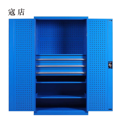 寇店办公柜工具柜加厚铁皮储物柜工厂车间用带抽屉汽修多功能收纳柜通门内三抽柜蓝色