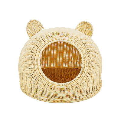 猫窝夏天藤编拆洗网红狗窝猫咪产房别墅房子蒙古包封闭式四季通用