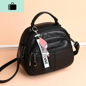 小背包女2020韩版新款简u皮女士斜跨单肩百搭多功能双肩包女包NEW LAKE