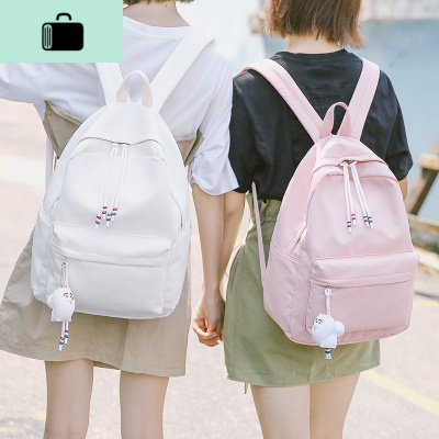 港风双肩包女2019新款韩版休闲背包森系简约高中生书包百搭小清新NEW LAKE