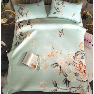 美帮汇彩绘牛皮席软席头层牛皮凉席1.8米1.5米三件套鸟语花香