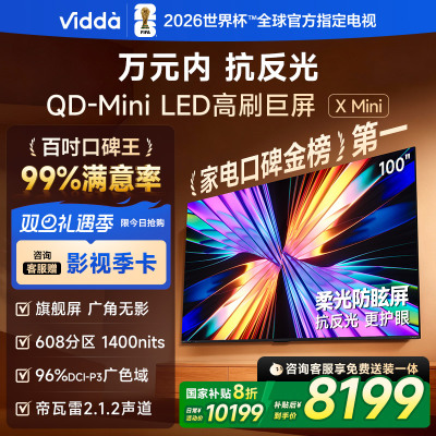 Vidda X Mini 100英寸超高清智能液晶电视一级能效家电以旧换新100VX3Q