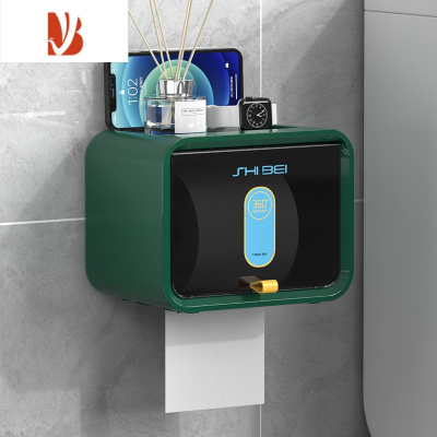 三维工匠卫生间厕纸盒免打孔壁挂式厕所纸巾置物架抽纸卷纸盒防水家用2717 单层绿色[抽纸更顺滑,抽纸卷纸通用]