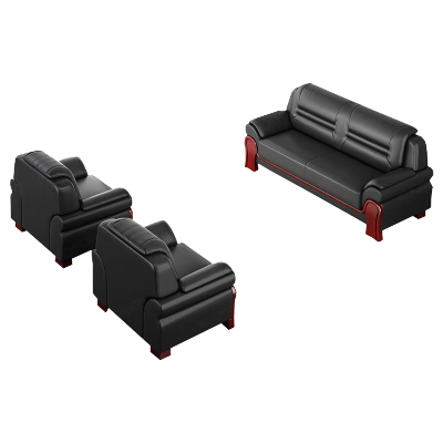 臻远 ZY5110349 办公室沙发简约商务沙发茶几组合休闲沙发 牛皮3+1+1