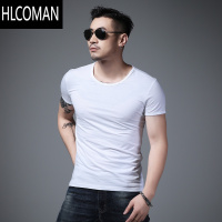 HLCOMAN男士白色打底衫男短袖内搭修身薄款t恤简约紧身弹力t