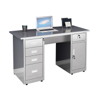 班龙不锈钢办公桌1.4m五斗一门张