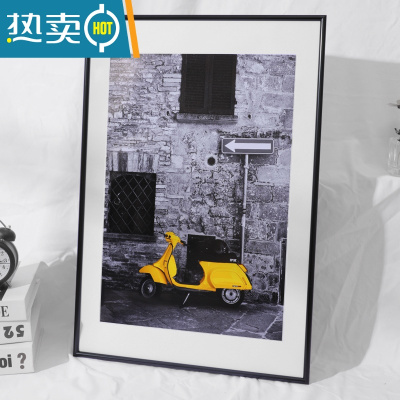 敬平简约铝合金相框挂墙a3画框定制海报框任意尺寸a4拼图框a2装裱框架 LY006 圆面黑色 A2(42X59.4)厘米