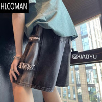 HLCOMAN工装牛仔短裤男士夏季新款薄款宽松五分裤子潮牌ins高街休闲中裤