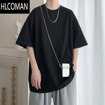 HLCOMAN短袖T恤男士夏季210g大码半袖体恤上衣潮牌宽松纯色衣服