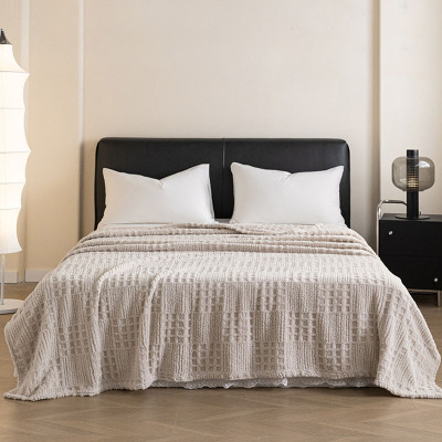 塔芙绒华夫格毛毯 咖色 150x200cmLSY*