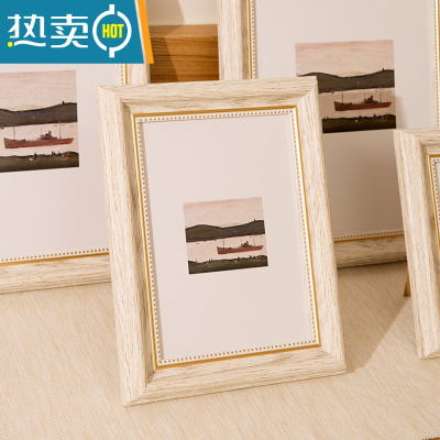 敬平创意美式复古画框外框7寸8寸10寸12寸挂墙洗照片加相框摆台竖横 复古白 6寸[挂摆两用]内径10.2*15.2