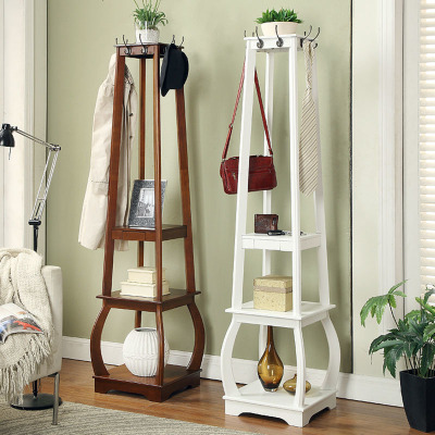 美式创意置物衣帽架简易落地衣服架子卧室立式实木挂衣架现代简约