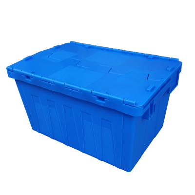 易企采 长600*宽400*高315MM周转箱 加厚塑料斜插式带盖物流箱配送箱储物工具整理收纳箱