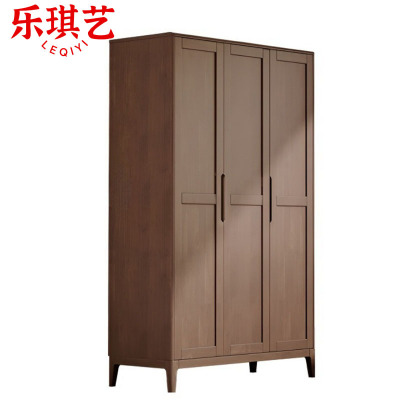 乐琪艺 实木衣柜 胡桃色三门 1160*560*1960mm 台