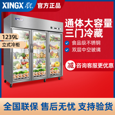 星星(XINGX)厨房冰箱商用三门展示柜全冷藏冰柜商用立式不锈钢餐饮店后厨BC-1480Y