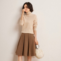 一线镂空针织衫女堆堆领秋冬季内搭羊绒毛衣洋气高领上衣针织打底