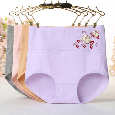 印花高腰内裤女士收腹内裤纯棉产后收腹高腰内裤厂家