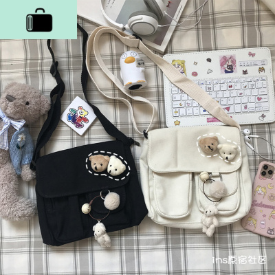 ins韩版百搭帆布斜挎包女小包包日系韩国少女可爱软妹学生单肩包NEW LAKE女斜挎包