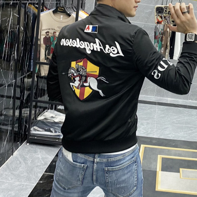 外套男ins潮春秋立领休闲风衣修身潮流刺绣薄款男士夹克