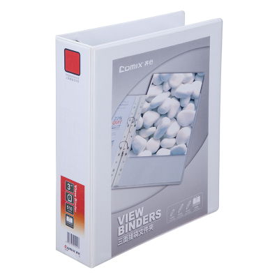 齐心 A0234 3寸2孔美式三面插袋D型档案夹 A4 白色