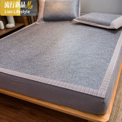 日式藤席凉席1.8m床席子双人1.5 1.2米夏季冰丝席可折叠三件 三维工匠