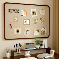 杏双不伤墙画弧毛毡板墙贴照片墙免打孔房间装饰留言板公告栏宣传栏绒布板自粘 画弧·复古棕 120*240CM