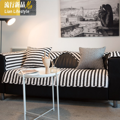 北欧简约时尚纹沙发垫棉布艺防滑沙发巾套盖定制 三维工匠坐垫