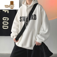 YANXU卫衣男加绒ins美式复古字母潮牌上衣oversize潮流宽松连帽外