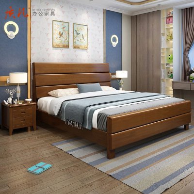 质凡实木床家用小户型老式硬板床 1.8米床