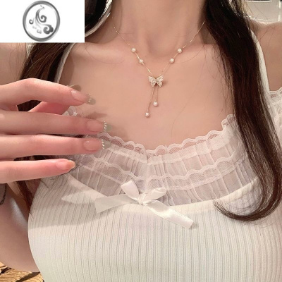 JiMi轻奢ins珍珠爱心项链女小众高级感鱼尾设计锁骨链百搭蝴蝶颈链女