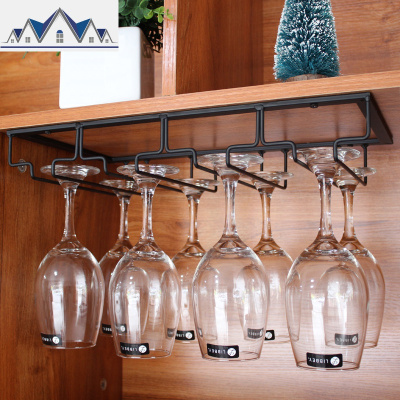 简约现代家用创意放挂红酒杯架倒挂葡萄酒高脚杯架酒柜装饰品摆件 三维工匠收纳层架