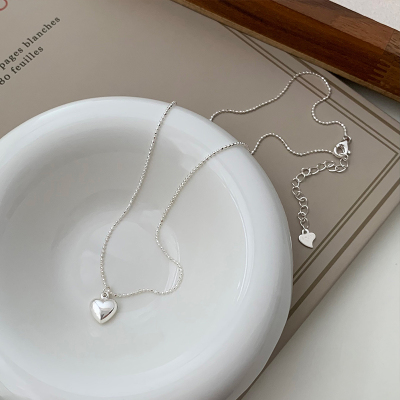 925纯银爱心桃心吊坠项链细链子韩系ins百搭简约精致锁骨链女送女朋友老婆情人节七夕生日礼物