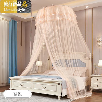 免装吊顶1.2米1.8m圆顶蚊帐公主落地式圆形宫廷蚊帐加密整体帐身 三维工匠