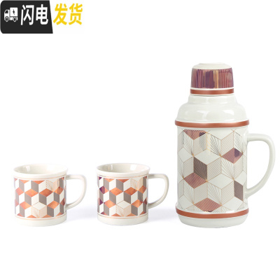 三维工匠老上海复古陶瓷冷水壶配水杯可高温防爆家用凉水壶大容量可放冰箱 正方肌理(1壶2杯)