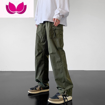 七斓美式机能冲锋裤军绿色工装裤男防风防水裤子oversize直筒宽松休闲