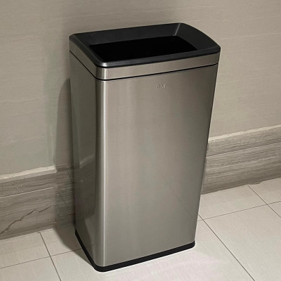 不锈钢垃圾桶5大容量走廊洗手间公司方形无盖 30升砂银钢 长32*宽26*高70cm