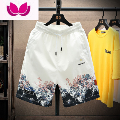 七斓男士冰丝短裤外穿夏季薄款潮牌运动休闲速干沙滩裤子五分直筒宽松