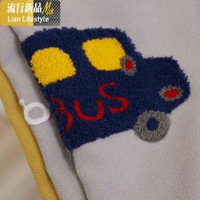 新款高级灰卡通绣花汽车儿童房卧室现代英伦成品定制男孩遮光窗帘 三维工匠