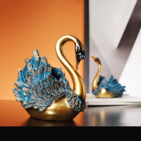 京城派 树脂摆件工艺品家居客厅电视柜酒柜装饰品玄关现代简约家居客厅酒柜小装饰品摆件办公室装饰品 天鹅树脂收纳摆件