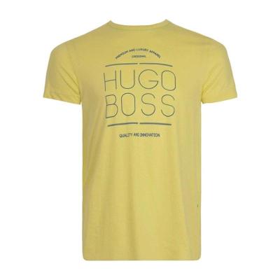 HUGO BOSS棉圆领短袖T恤男百搭黄色休闲短袖男装