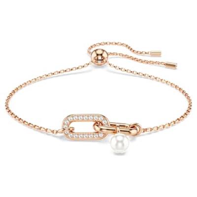 Swarovski/施华洛世奇女士玫瑰金镀层水钻珍珠可调节手链白钻潮流