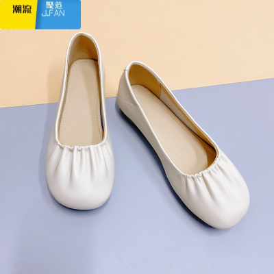 聚范加宽瓢鞋女2024新款不累脚软底夏季大码女鞋41一43温柔仙女小皮鞋