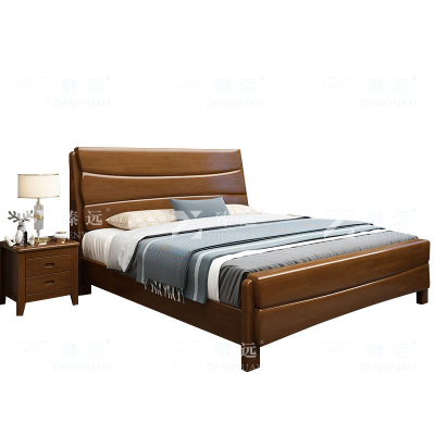臻远 ZY4012002胡桃色实木床单人床宿舍公寓床 1.5米床含1个床头柜