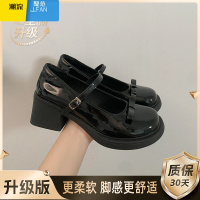 聚范法式复古高跟玛丽珍鞋女2024新款蝴蝶结棕色圆头英伦风小皮鞋