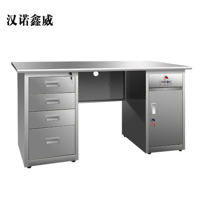 汉诺鑫威不锈钢办公桌车间工作实验收银写字操作医疗台桌子带锁抽屉电脑桌