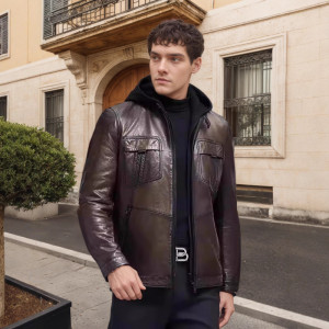 2025秋冬新款真皮皮衣可拆卸连帽短款纯绵羊皮夹克休闲薄款外套男