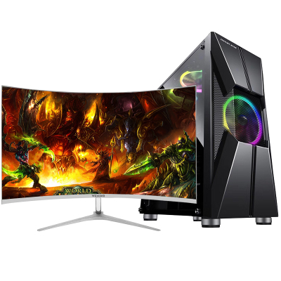  铭能 i9级八核至强E5-2660/游戏独显/16G内存/256G固态+500G机械盘 台式电脑 台式机 电脑主机 组装电脑 家用办公商务娱乐游戏学生电脑 组装机+32英寸曲面全套