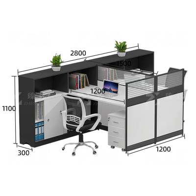 臻远 GWB-002 屏风办公桌现代电脑桌员工位隔断卡座T型二人位可定制